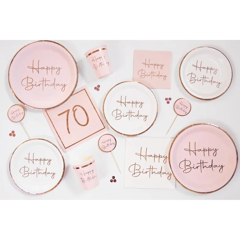 Rosé Celebration 70th Birthday Large Lunch Napkins, 16 Count