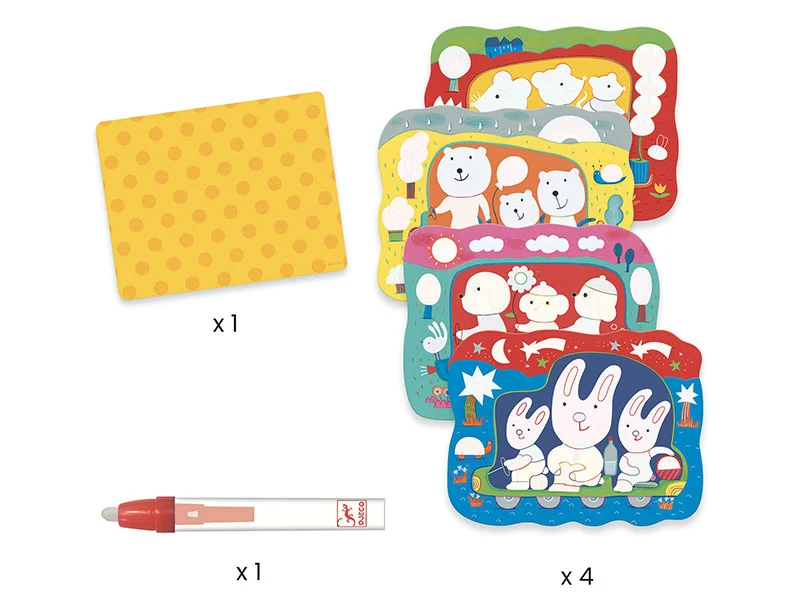 Pochette de coloriage des petits - coloriage magique - Caché en route