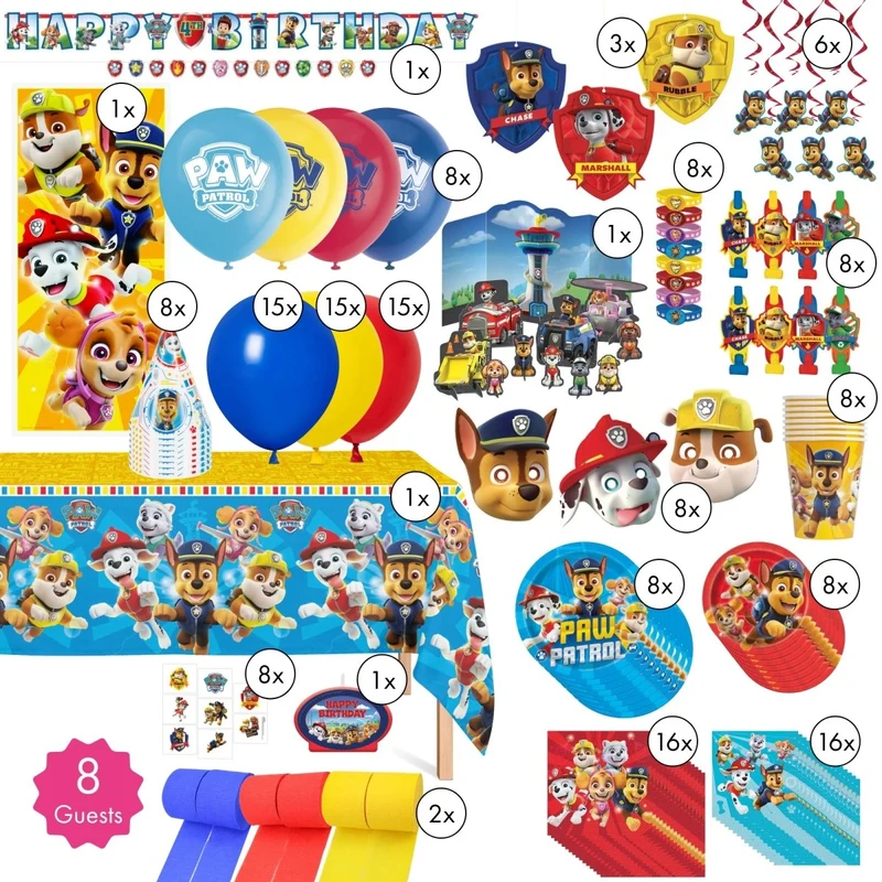 Paw Patrol Ultimate Birthday Party Supplies Kit, 8 Guests