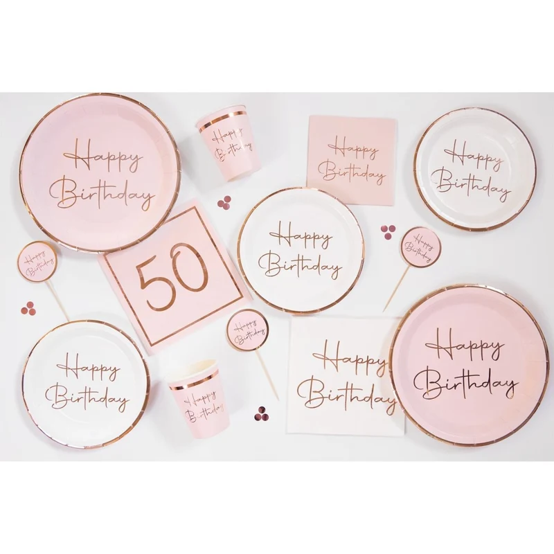 Rosé Celebration 50th Birthday Large Lunch Napkins, 16 Count
