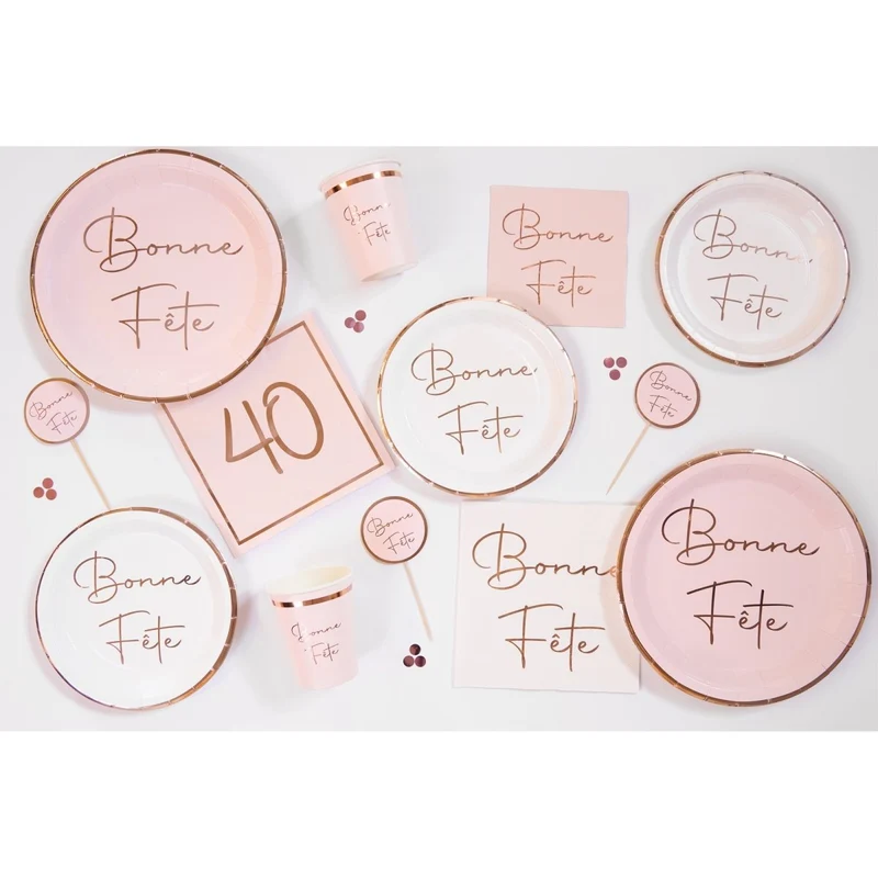 Rosé Celebration 40th Birthday Large Lunch Napkins, 16 Count