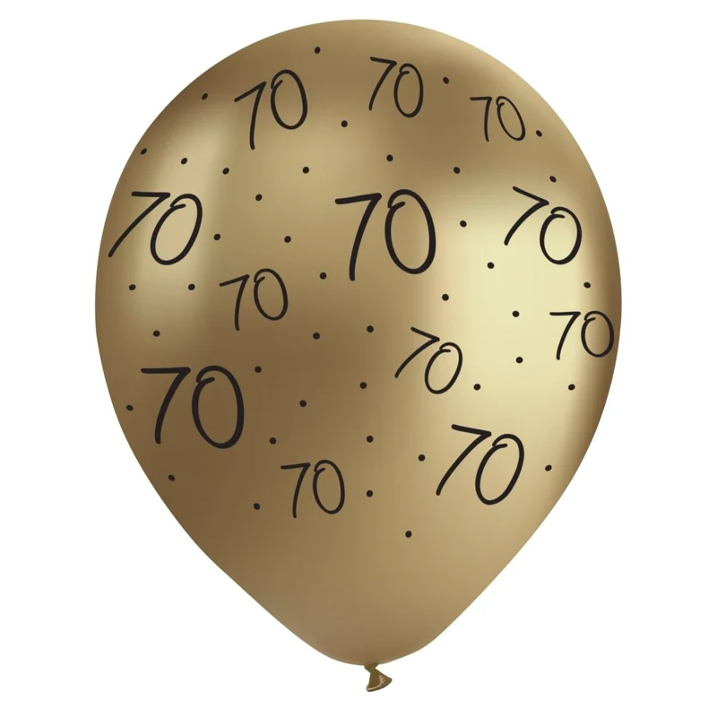 Golden Celebration 70th Birthday Gold Chrome Latex Balloons, 12 Inches, 12 Count