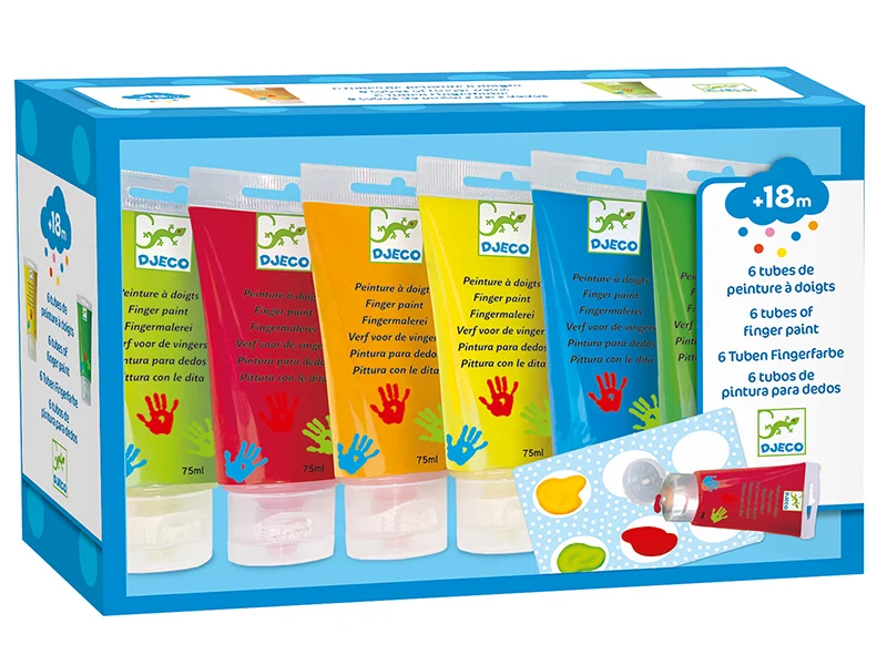 6 tubes de peinture à doigts pour enfants