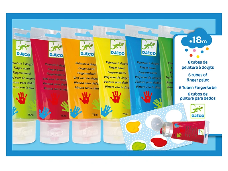 6 tubes de peinture à doigts pour enfants