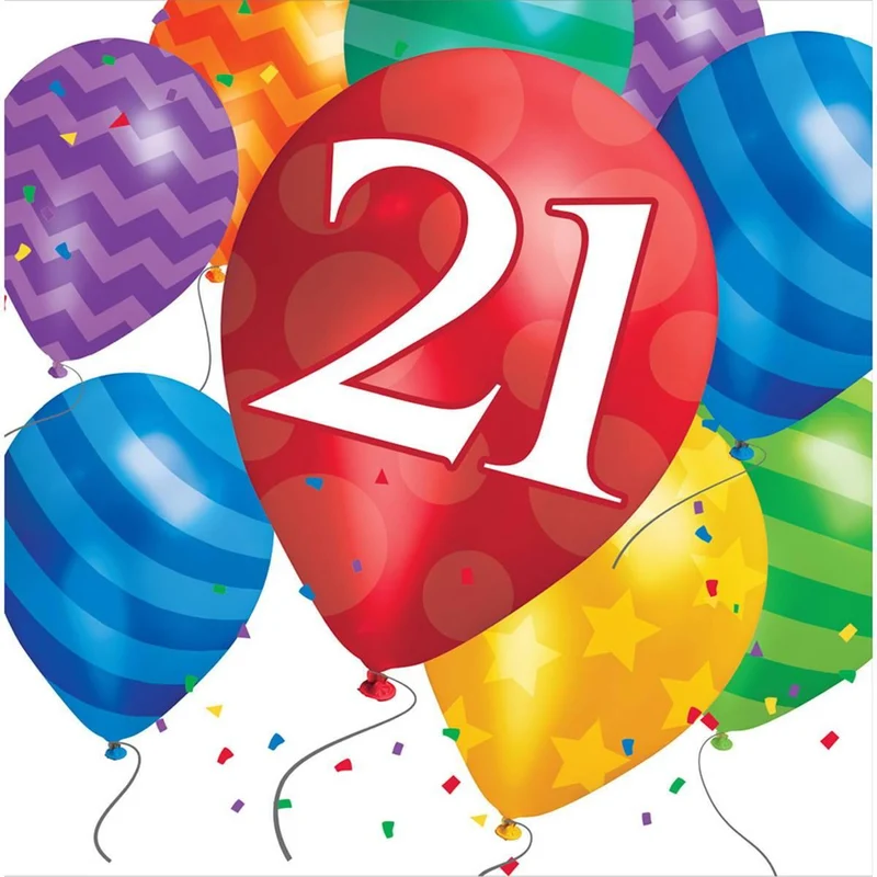 Balloon Blast - Lunch Nap. 21th Bday 16/pkg.