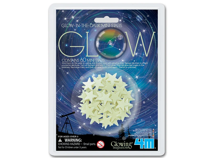 Pack de 60 mini-étoiles phosphorescentes - 5cm
