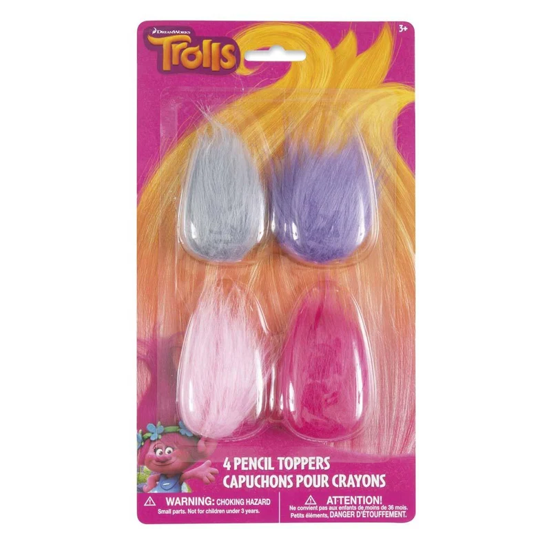 Trolls pencil decorations, 4 per package