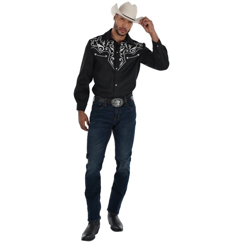 Western Cowboy Shirt for Adults, Black and White