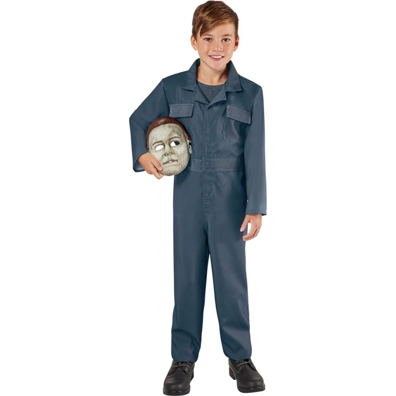 Halloween Michael Myers Costume for Kids, Blue Jumpsuit