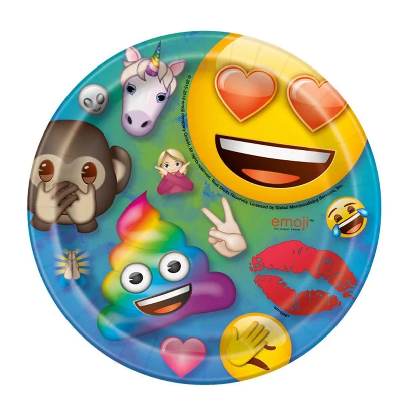 Emoji Dessert Plates 7 inches, 8 per package