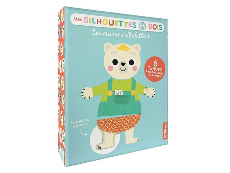 Jeu les oursons s'habillent - mes silhouettes en bois -jacque isabelle - Auzou