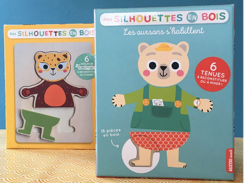 Jeu les oursons s'habillent - mes silhouettes en bois -jacque isabelle - Auzou