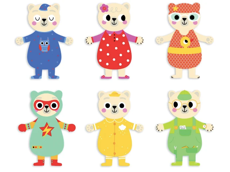 Jeu les oursons s'habillent - mes silhouettes en bois -jacque isabelle - Auzou