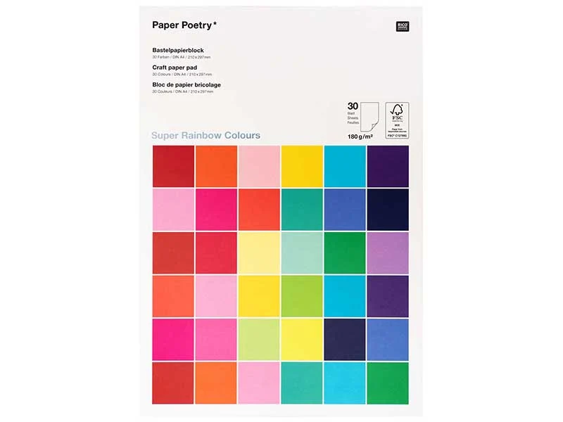 Bloc de papier bricolage - Super Rainbow Colours