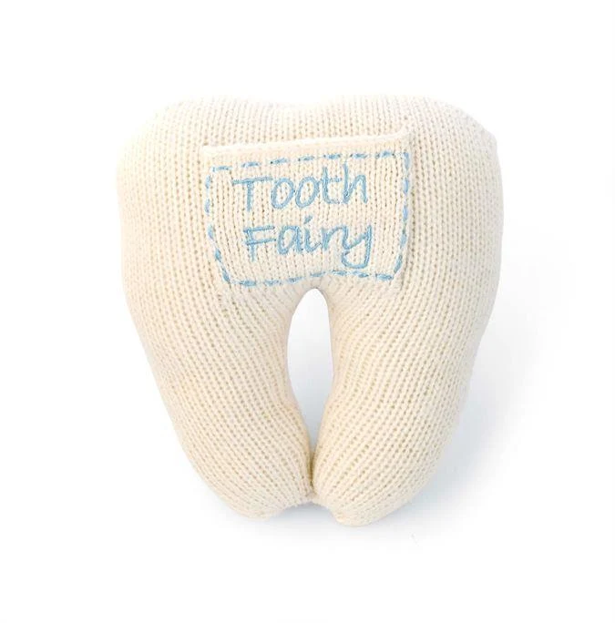 Knit Tooth Pillow Blue / Oreiller à dents tricoté bleu