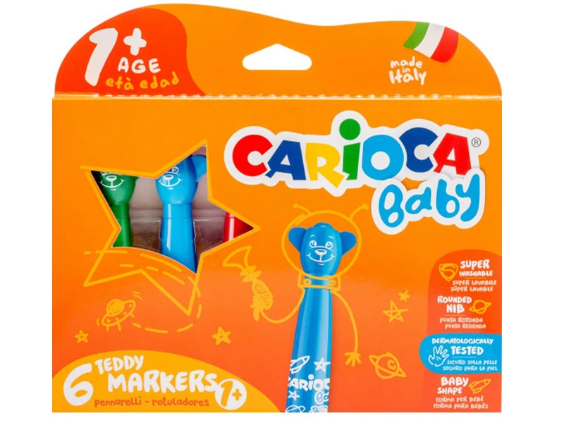 Set de 6 feutres marqueurs 1+ - Carioca Baby Teddy