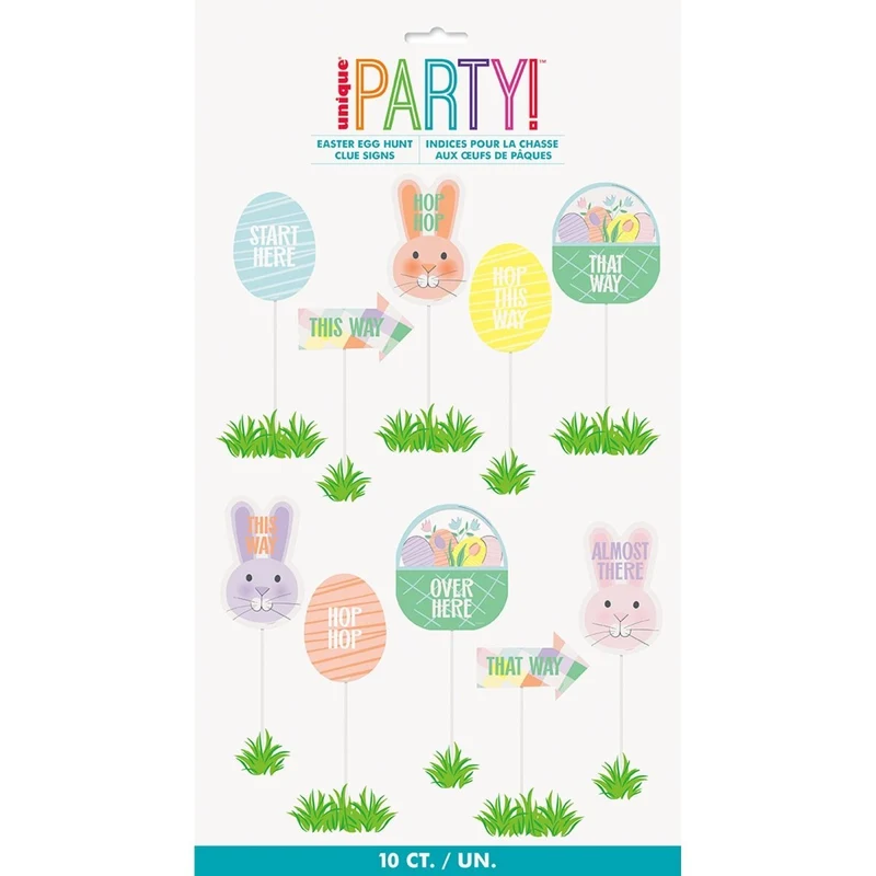 Pretty Easter Egg Hunt Clue Signs, 10 Count