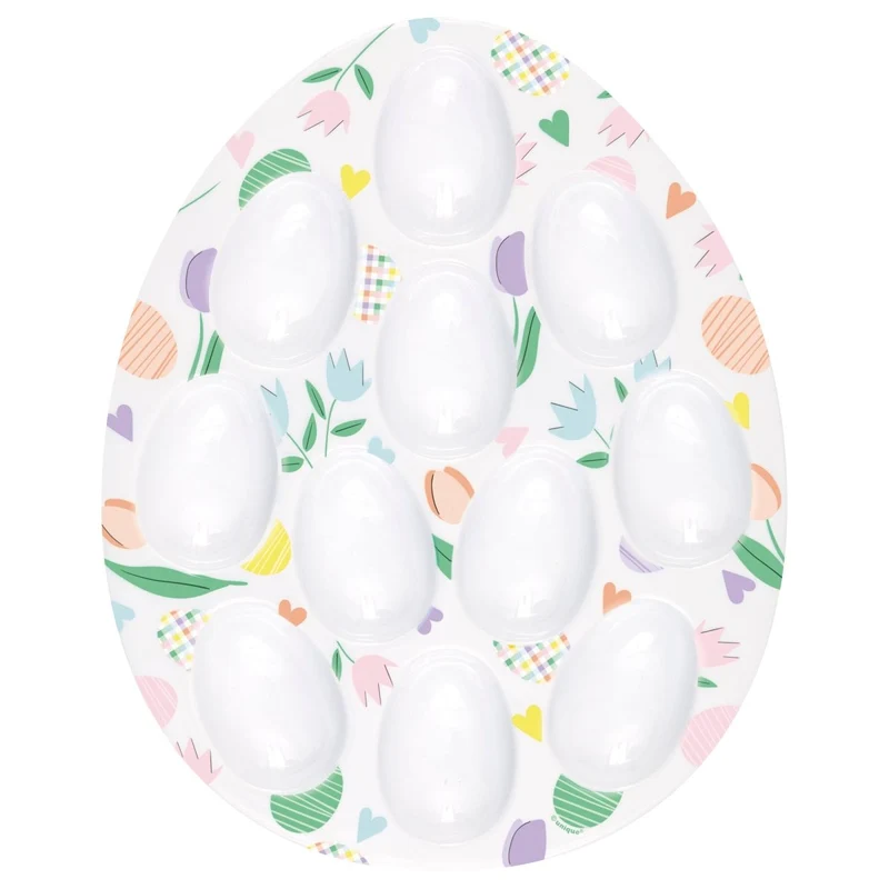 Pretty Easter Egg Holder Plastic Tray, 1 Count