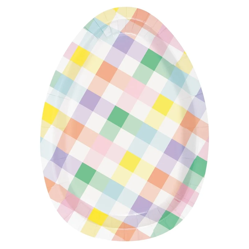 Pretty Easter Large Egg Shaped Lunch Paper Plates, 9 Inches, 8 Count