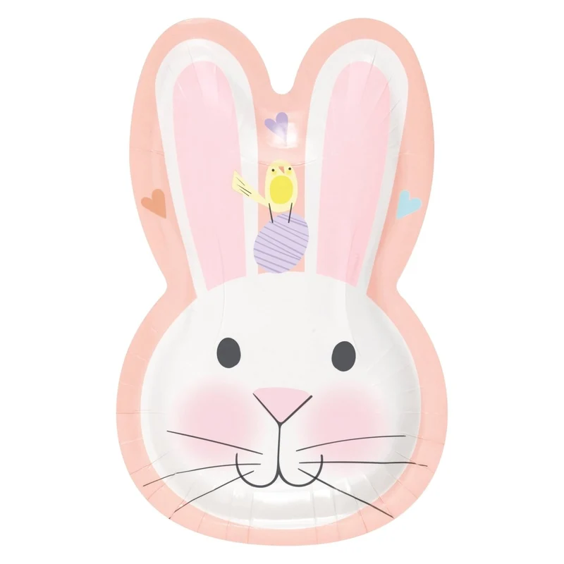 Pretty Easter Large Bunny Shaped Lunch Paper Plates, 9 Inches, 8 Count