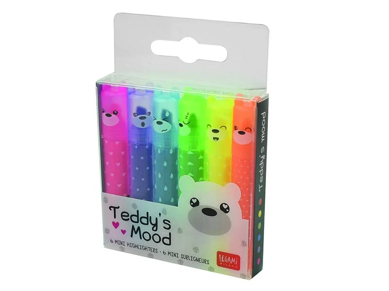 Lot de 6 mini surligneurs - Teddy's Mood