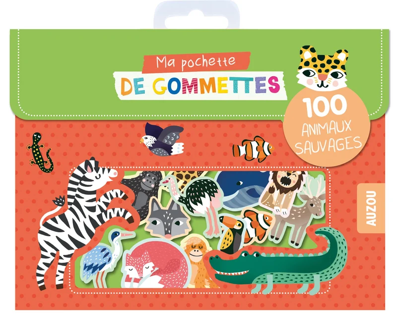Pochette de 100 Gommettes - Animaux sauvages - Auzou
