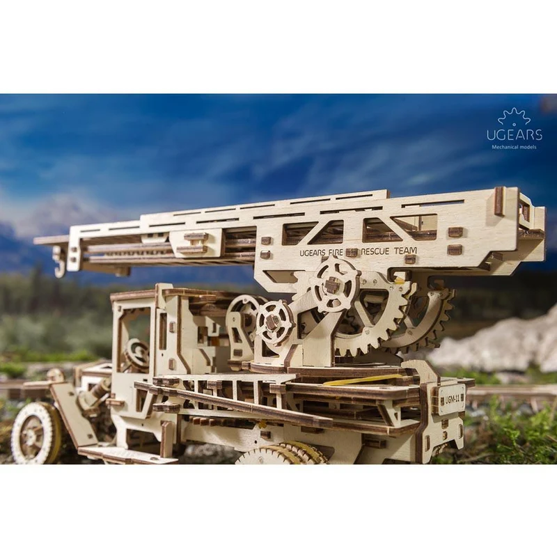 Ugears Model Fire Truck "Fire Ladder" / Ugears Camion de pompiers miniature Ugears «Fire ladder»