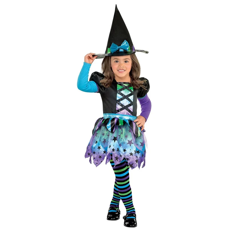 Spell Caster Witch Costume for Toddlers, Blue and Purple Dress
