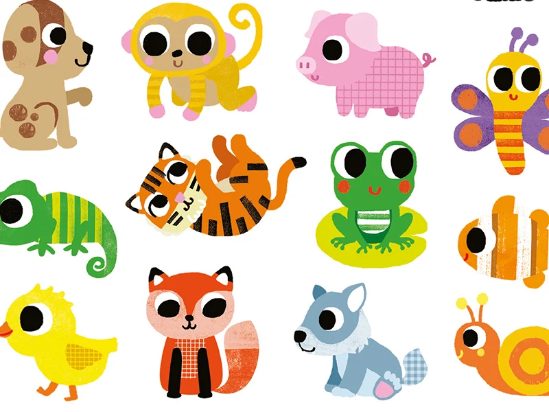 Grosses gommettes échenillées pour les tout petits - Bébés animaux