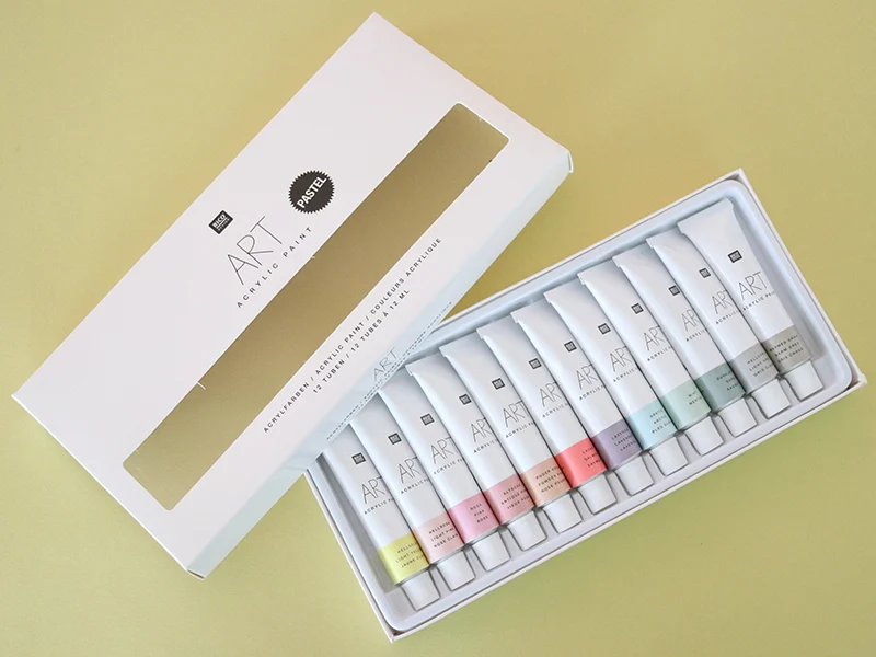 Set de 12 tubes de peinture acrylique - pastel