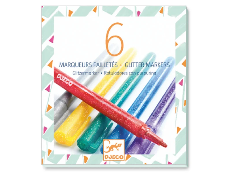 6 marqueurs pailletés - classique