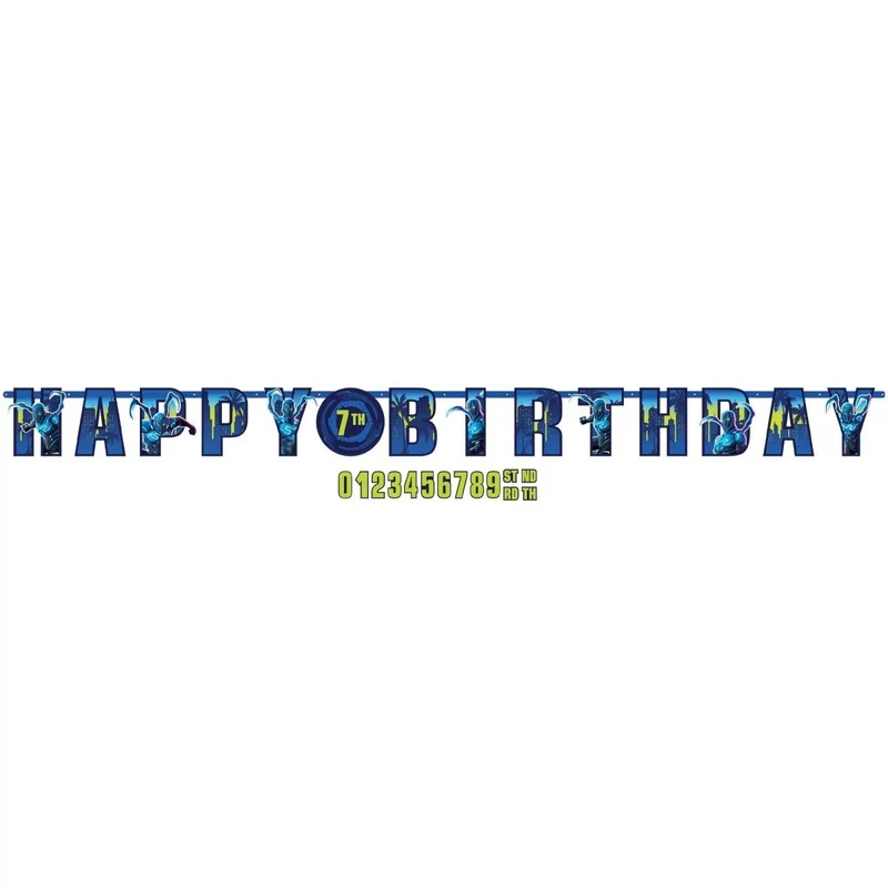 DC Blue Beetle Birthday Customizable Letter Paper Banner, 1 Count