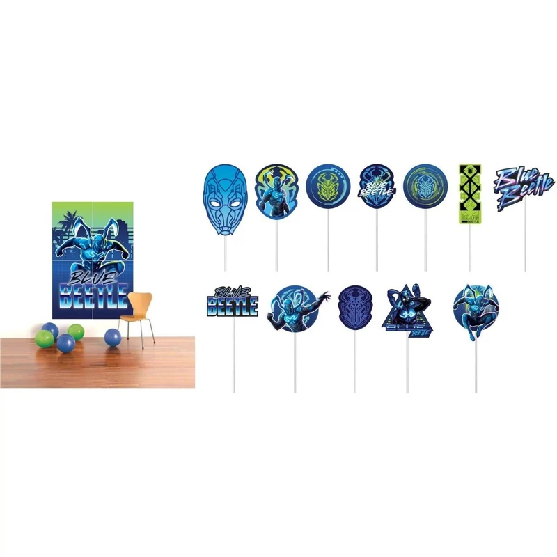 DC Blue Beetle Birthday Scene Setter with Props, 1 Count