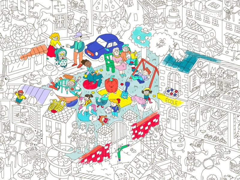 Poster géant en papier à colorier - KIDS LIFE - OMY