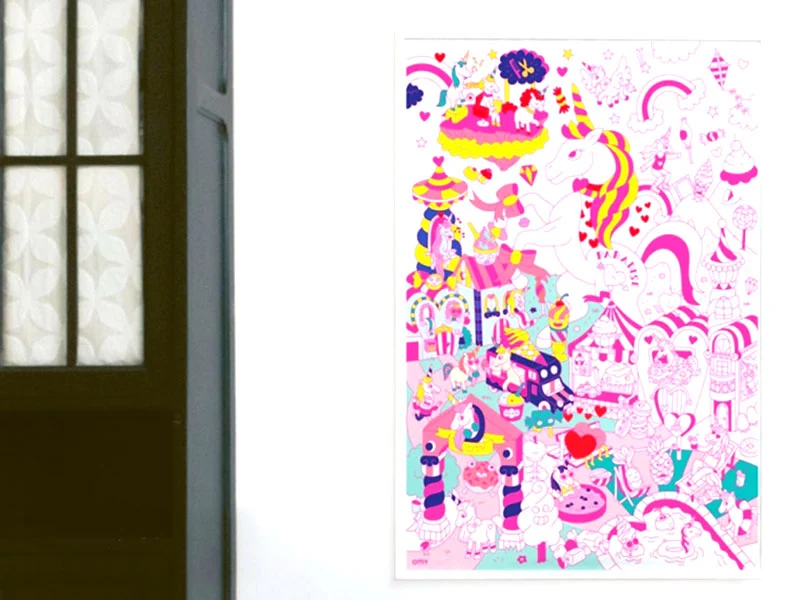 Poster géant en papier à colorier - LILY UNICORN - OMY
