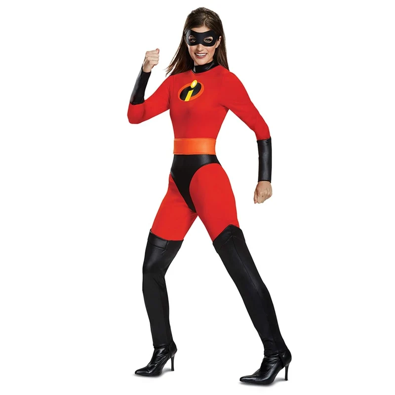 Mrs. Incredible Costume for Adults, The Incredibles, Jumpsuit and Mask