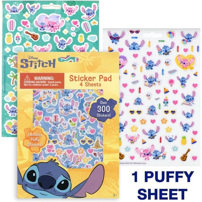 Stitch Kawaii Sticker Book, Disney, 4 Sheets, 300 Count