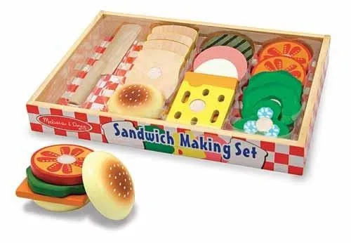 Melissa & Doug Wooden Sandwich Making Set/ Melissa & Doug Ensemble de Fabrication de Sandwich en Bois