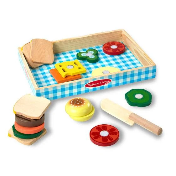 Melissa & Doug Wooden Sandwich Making Set/ Melissa & Doug Ensemble de Fabrication de Sandwich en Bois
