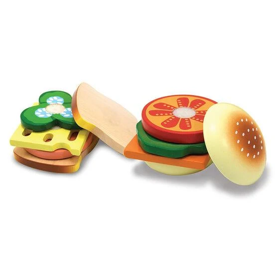 Melissa & Doug Wooden Sandwich Making Set/ Melissa & Doug Ensemble de Fabrication de Sandwich en Bois