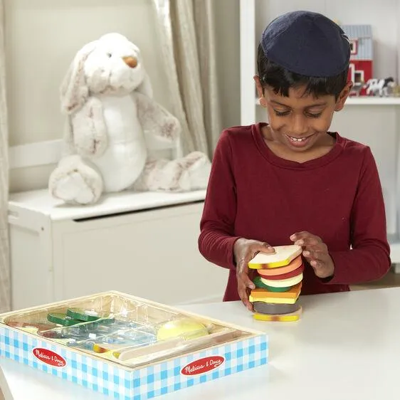 Melissa & Doug Wooden Sandwich Making Set/ Melissa & Doug Ensemble de Fabrication de Sandwich en Bois