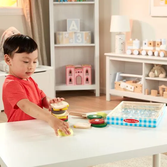 Melissa & Doug Wooden Sandwich Making Set/ Melissa & Doug Ensemble de Fabrication de Sandwich en Bois