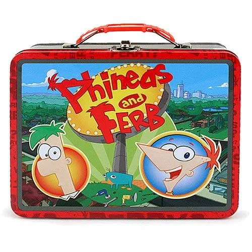 Disney Phineas and Ferb - Tin Lunch Box (Red) / Boîte à Lunch en métal (rouge)
