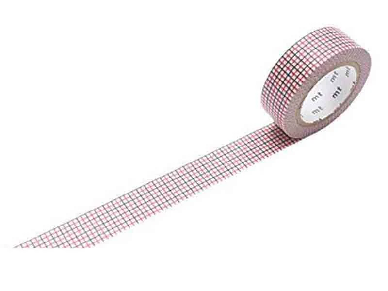 Masking tape motif - Quadrillé noir et rouge