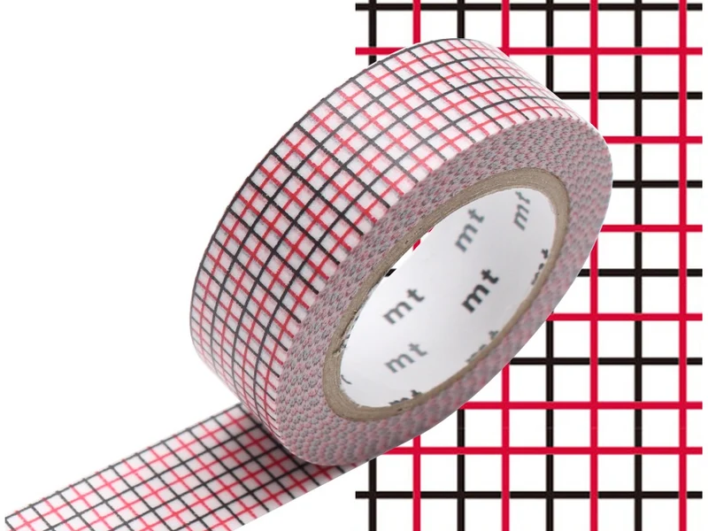 Masking tape motif - Quadrillé noir et rouge