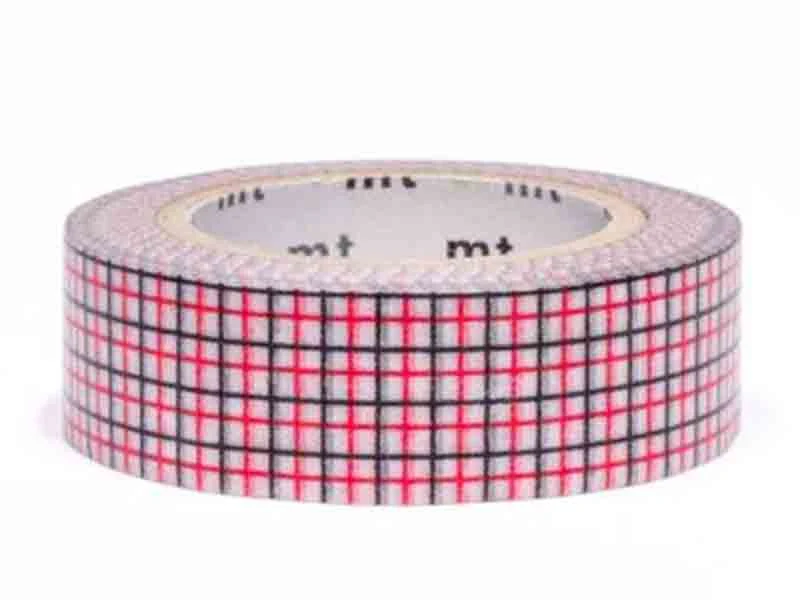 Masking tape motif - Quadrillé noir et rouge
