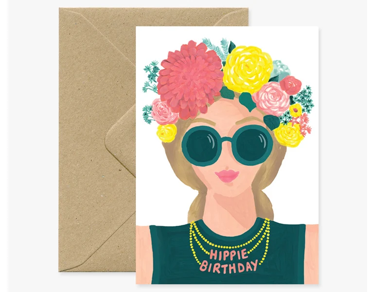 Carte aquarelle - Hippie birthday - ATWS