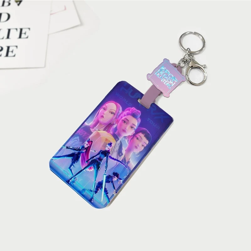 Kpop Anime Girls Card Keychain, Demon Hunter Inspired Pop Singer, 1 Count