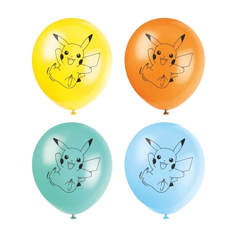 Pokémon Birthday Latex Balloons, 12 Inches, 8 Count