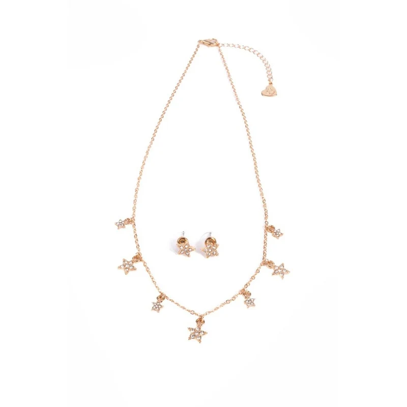 Boutique Chic Rising Star Necklace and Earrings Set, 3 Count